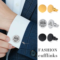 Personalized Custom Cufflinks for Men Stainless Steel Metal Geometric Cuff Links for Graduation Gifts 2026 Customize Jewelry