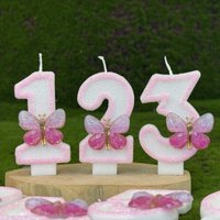 Pink Butterfly 0-9 Digital Birthday Candles Free Combination for High-End Cake Decor