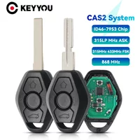 KEYYOU CAS 2 Remote Car Key For BMW 1 E87 3 E46 5 E60 E61 6 E63 E64 Series X5 E70 Key Fob 315LP/315/433/868MHZ ID46 Chip CAS2