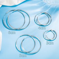 3/4/5/6CM Round Hoop Earrings 925 Sterling Silver For Women Fashion Party Luxury Quality Jewelry Accessories Christmas GaaBou