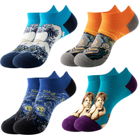 1 Pair Personality Art Funny Women Socks World Classic Retro Famous Painting Van Gogh Ankle Sox Street Sport Skateboard Midea
