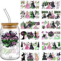 3D UV DTF Witch Bow Pattern cup wrap 16oz Glass Cup Waterproof Durable Tranfer Sticker High Quality Decals DIY