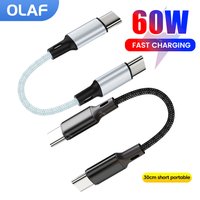 0.3M Short Dual Type C Cable 60W Type C to Type C Fast Charging Cable Power Bank Cable for iphone 15 16 Samsung Huawei Xiaomi