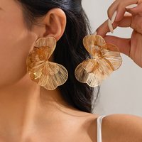 Ingemark Creative Chic Petal Flower Stud Earrings for Women Trendy Wed Bridal Gold Color Piercing Earring Daily Jewelry Gifts