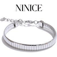 NiNice New Stainless Steel Metal Geometric Chain Bracelet Bangle 18K Gold Color Platinum Plated Daily Trendy Jewelry Gift
