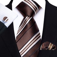 Mens Tie Hanky Cufflinks Set Stripes Plaid Pattern Necktie Hanky Cufflinks Set For Man Groom Wedding Business Party Accessories