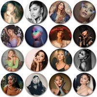Pop Singer Ariana Grande Button Pins Creative Tinplate Round Badges Cartoon Snap-in Brooch Clothes Hat Accessories Fans Gifts
