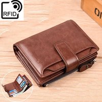 Männer Geldbörse Brieftasche RFID Anti-diebstahl Mann Leder Brieftasche Zipper Visitenkarte Halter Geld Tasche Brieftasche Männlich