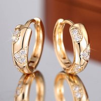 Huitan Elegant Women Hoop Earrings Inlaid Bright CZ Trendy Party Lady Accessories Silver Color/Gold Color Wedding Luxury Jewelry