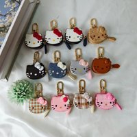 Hello Kitty Key Chain Cartoon Personalized Creative Leather Bag Keychain Pendant Fashion Clothing Accessories Xmas Birthday Gift