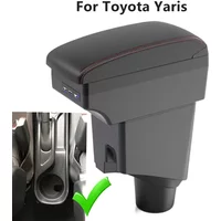 Do Toyota Yaris 2015 2016 2017 2018 2019 2020 2021 Podłokietnik samochodowy Skrzynka do przechowywania konsoli środkowej Skrzynka do modyfikacji USB LED Akcesoria