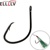 Ellllv 20pcs 1/0 - 8/0 High Carbon Steel Standard Wire Offset Circle Hook Saltwater Fishing Sabiki Rig Hooks Snapper Grouper