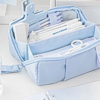 Multifunction Multi-layer Prism Pencil Case Large Capacity Canvas Tofu Partition Pen Bag Sweet Color Stationery Organizer