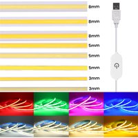 3mm 5mm 8mm COB LED Strip with Touch Switch 5V USB Flexible Tape 320LEDs/m High Density Linear Lighting TV Backlight 9 Colors