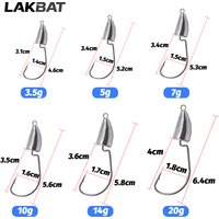 15PCS Metal Jig Head Worm Hook 3.5g 5g 7g 10g 14g 20g Sharp Crank Fishhook Soft Lure Bass Saltwater Freshwater Fishing Tackle