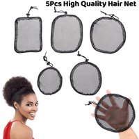 5Pcs Black Elastic Wig Net Breathable Mesh Hair Net With Adjustable Drawstring For Making Puff Bun Wig Tools Women Wig Nets