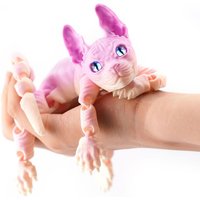 3D Printed Sphynx Cat Animal Toy Realistic Hairless Figurine Cat Fidget Toy For Cat Lover Collector Home Decoration