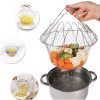Panier à frire pliant en acier inoxydable, panier de Chef, nouveau panier à frire rétractable, filet de passoire