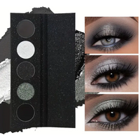 Gothic 5-Color Eyeshadow Palette - Black-Toned Pearlescent Smoky Eyeshadow Palette Suitable for Halloween and Festive Occasions