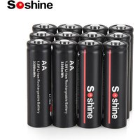 Soshine 1.5V AA Li-ion Rechargeable Battery Aa Lithium Li-ion 3300mwh Batteries for Clocks Smoke Detector Toys with aa Charger