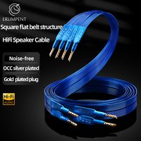 HiFi-Audio-Lautsprecherkabel, OCC-versilberter Leiter, quadratischer Flachriemen mit Bananen-/Y-/Pin-Stecker, Audiokabel für Verstärkerlautsprecher