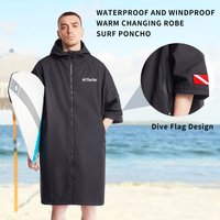 Hiturbo Short Sleeve Hooded Waterproof Cape Changing Cape Windproof Quick Dry Swimming Surfing Climbing Warm Quick Dry Cape