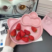 1pc cat Cute cartoon cat ceramic creative divided tableware, high-value breakfast fruit salad, irregular plate.