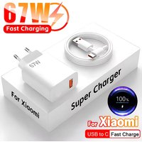 67W USB Charger GaN Fast Charging Mobile Phone Wall Adapter 6A USB to Type C Cable Quick Charge 3.0 Plug For Samsung Xiaomi OPPO