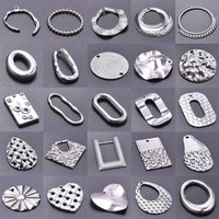 6pcs High Quality Stainless Steel Charms For Jewelry Making Quadrilateral Round Oval Pendant DIY Earrings Vintage Accessories