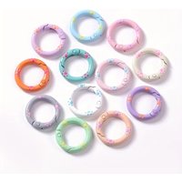 12 pieces of candy-colored cute cat paw metal spring clip keychains, open ring keychain pendants, bag clasps