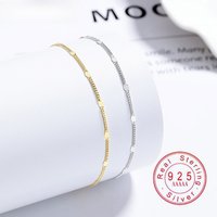 S925 Sterling Silver Gold Plated Chain Bracelet, Minimalist Thin Adjustable Bracelet, Delicate Jewelry Gift for Women
