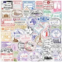 50PCS New Transparent Postmark Stickers Vintage Stamp Seals Waterproof Sticker for Kids Travel Luggage Laptop Guitar Suitcase