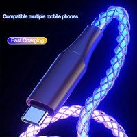 66W PD Gradient Light Quick Charge 3.0 Cord PD Fast Charging Data Cable Nylon Braided Cord For iPhone 16 Xiaomi Samsung 1M Wire