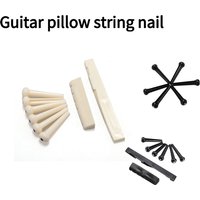 Set of Black/White 6 Pcs Guitar Bridge Pins + 1 Saddle Nut for Acoustic Folk Guitar Accessories