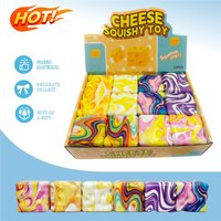 Squishy Colorful Marbled Big Cheese Block, Slow Rising Stress Relief Toy, Unique Design for Sensory Decompression
