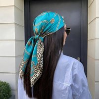 Luxury Brand 2026 Leopard Print Square Silk Scarf for Women Hijab 90cm Hair Bands Neckerchief Female Satin Shawl Ribbon Headband