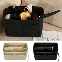Lightweight Handbag Insert Felt Cosmetic Organizer Toiletry Container Storage Bags Zipper Multi-Pocket Handbag Toiletry Storage