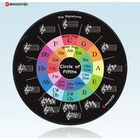 EXCO Muziektheorie Spiekbriefje Muismat Ronde Cirkel van Vijfden Snelkoppelingen Muismat Klein voor Piano Muzikant Gestikte Rand Mat