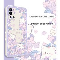 Flower Bush Bear Handyhülle für Oneplus 10 10T 10R 9R 9RT 9 8T 8 7 7T Pro 5G Flüssigsilikonhülle