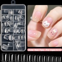 120/240pcs Xs Size False Nails, Transparent Coffin-Shaped Full Cover Acrylic Press-On Fake Nails, Suitable For Small Nail Beds.