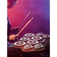 Foldable Silicone 9-Pad Electronic Drum Kit - Portable USB E-Drums w/ Sustain Pedal & Sticks,Great Musical Gift for All Ages