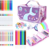 Mermaid Drawing Kit For Kids With Markers Crayons Pencil Case Educational Art And Creativity Kits Coloring Set Montessori Toys