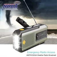 Emergency Portable Hand Crank NOAA Weather Radio,Solar Powered,AM/FM,SOS Alarm,3 LED Flashlight 2000mAh Rechargeable Power Bank