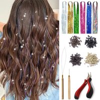 600 Strands Sparkle Shiny Tinsel Rainbow Hair Extension Dazzles Women Hippie Hair Decoration Braiding Hair Styling Tools