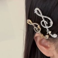 Korean Rhinestone Musical Note Hair Clip Girls Shiny Crystal Butterfly Head Piece Party Bangs Side Hairpin Headwear
