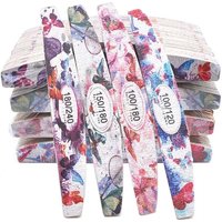 50Pcs Flower Design Wood Nail Files 100 150 180 240 Grit Washable Professional Sandpaper Nails File Emery Board Manicure Tools