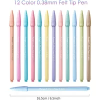 12pcs/set Morandi Color Felt Tip Pens 0.38 mm Plus Pen for Highlighting Journaling Planner Drawing Coloring Colors Art Marker