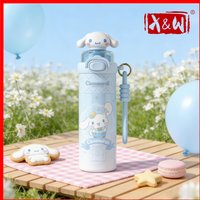 X&W 510mL Sanrio Series Thermos Cup 316/304+PP Insulated Straw Cup with Doll Head Kuromi WaterBottles Exquisite Lovely Cup Gift