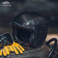 DOT Approved Ultralight Carbon Fiber Open Face Motorcycle Helmets 3/4 Half Helmet Moto Moped Four Seasons Capacetes De Moto