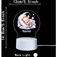1Pc Lovely Customized Name Little Bear Sleeping 3D Light Illusion LED Night Light For Bedroom Decor Warm Light Kids Birthday